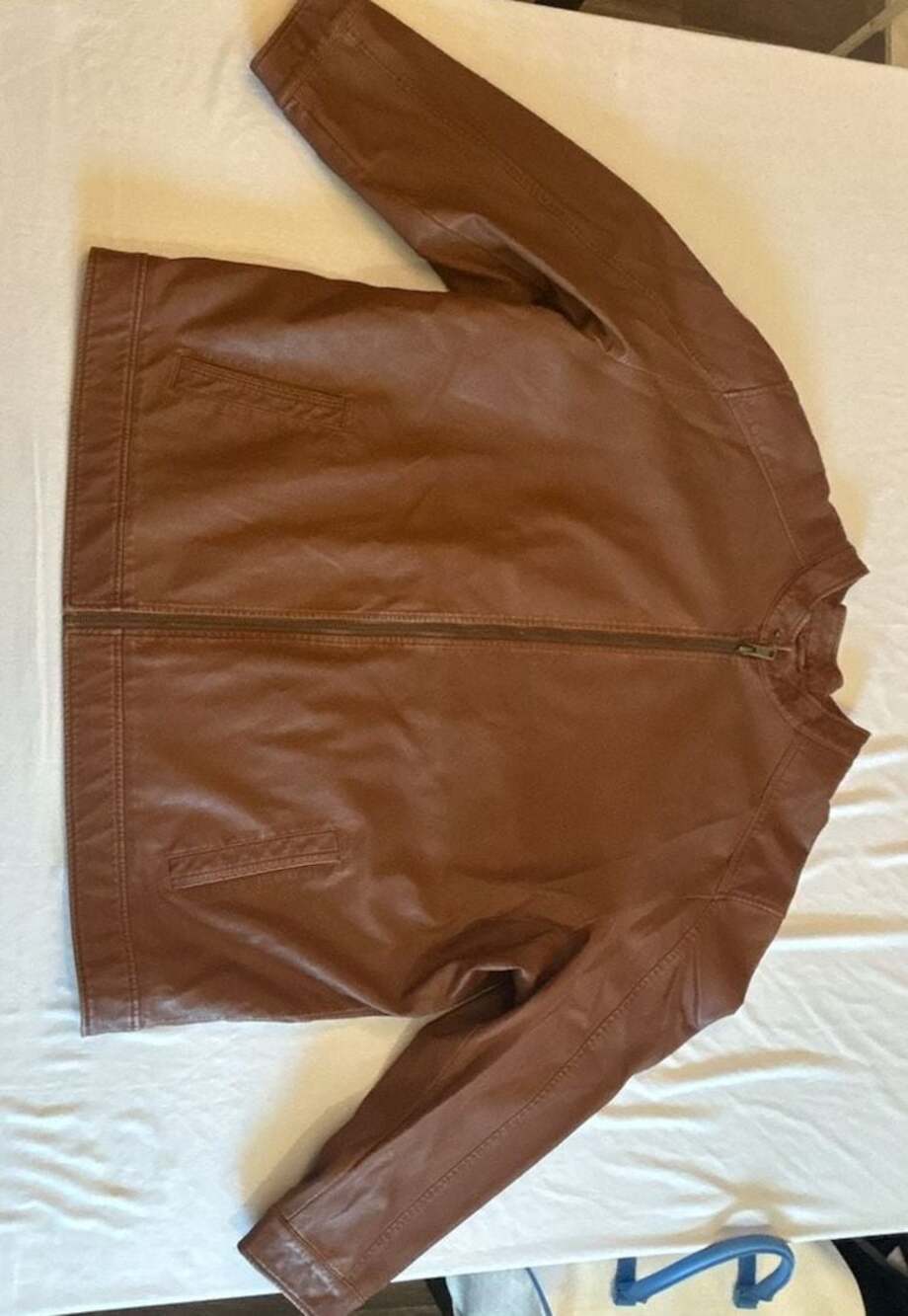 Roundtree & Yorke Men's Brown Faux Leather Full Zip Jacket